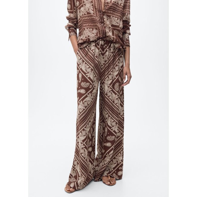 Pantalon wideleg cachemire marron <span itemprop=