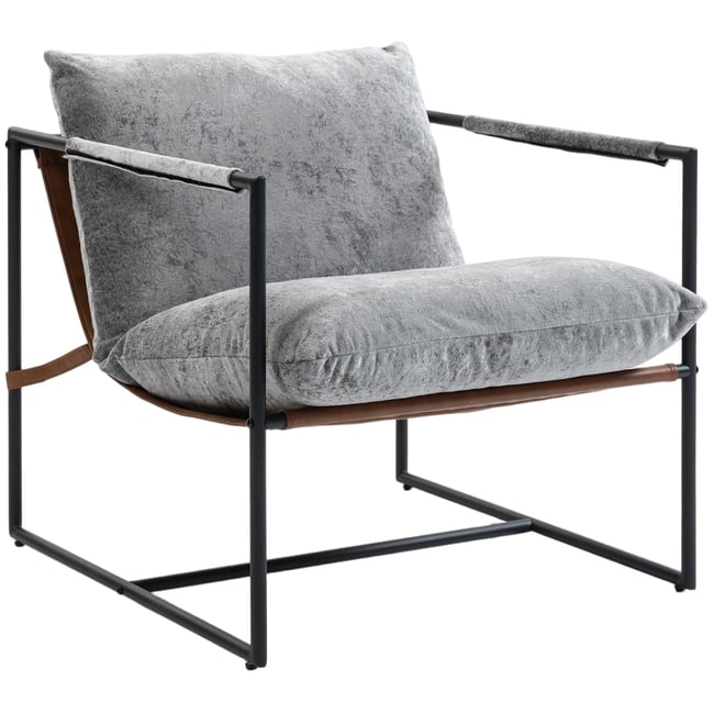Accent Chair Velours imprimé (100 % Couleur gris clair <span itemprop=