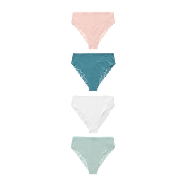 Culottes échancrées, lot de 4 vert/rose <span itemprop=