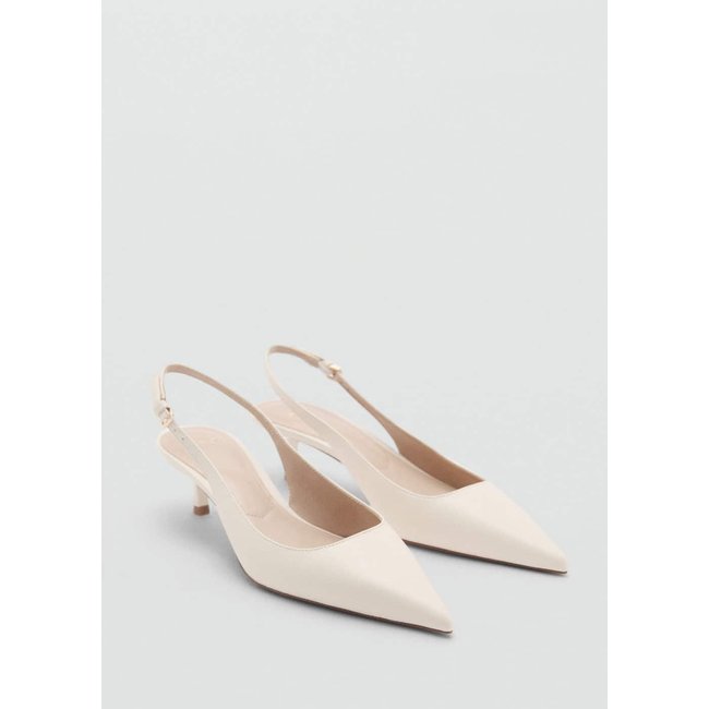 Chaussures talon kitten heel pointues écru <span itemprop=
