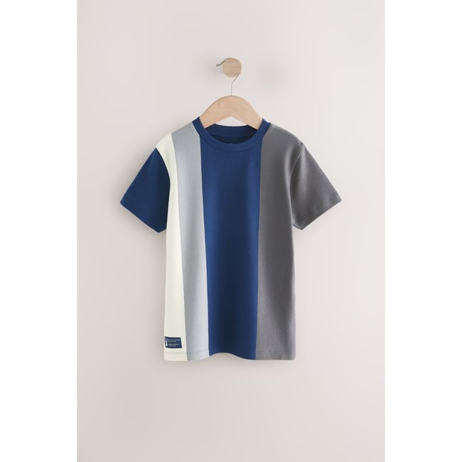 T-shirt manches courtes rayé bleu marine/anthracite <span itemprop=