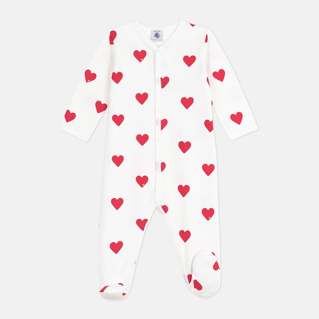 Pigiama in felpa garzata, con stampa a cuori fantasia cuore PETIT BATEAU