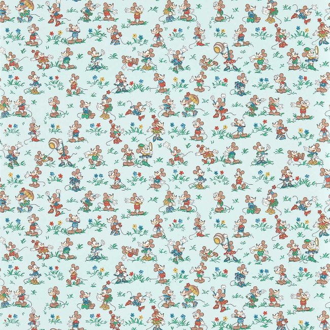 Mickey & Minnie Bonbon Blue Wallpaper, blue, SANDERSON X DISNEY