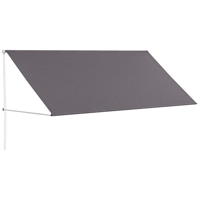 Store banne manuel rétractable réglable 300 x 120 cm gris gris <span itemprop=