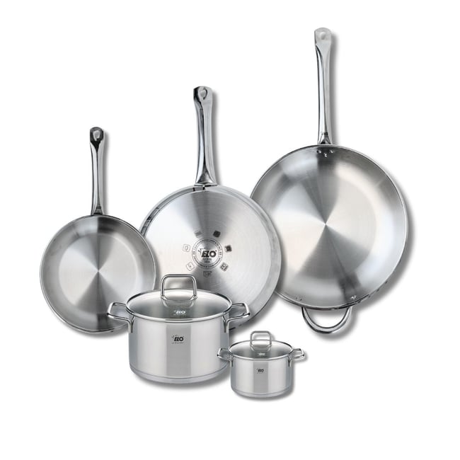Batterie 3 poêles 24/28/32cm + 2 faitouts 12/20cm PROFI CITRIN gris <span itemprop=