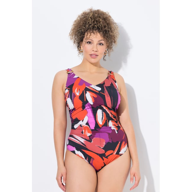 Maillot de bain à bonnets souples. Fronces. rouge <span itemprop=