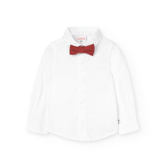 Chemise avec nœud papillon et manches longues blanc <span itemprop=