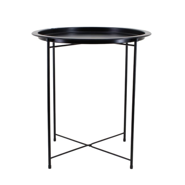 Bout de canapé rond en métal noir 47x50cm Couleur noir <span itemprop=