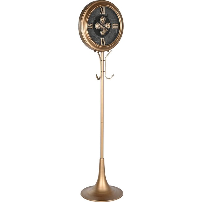 Horloge sur pied vintage dorée avec porte manteau élégant Couleur doré vintage avec détails noirs <span itemprop=