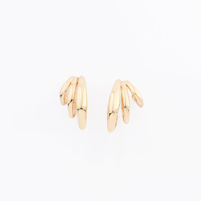 Boucles d'oreilles 3 rangs irréguliers - Collection Recyclée doré <span itemprop=