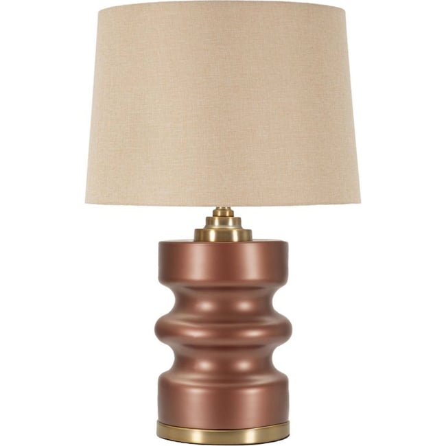 Lampe à poser pied ondulé en verre GLAM Couleur marron et or <span itemprop=