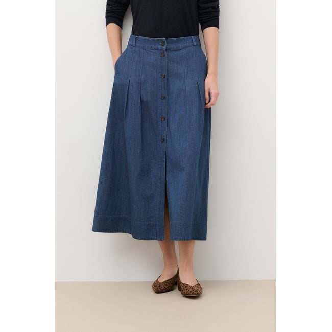 Jupe longue fluide JOLANE denim stone <span itemprop=
