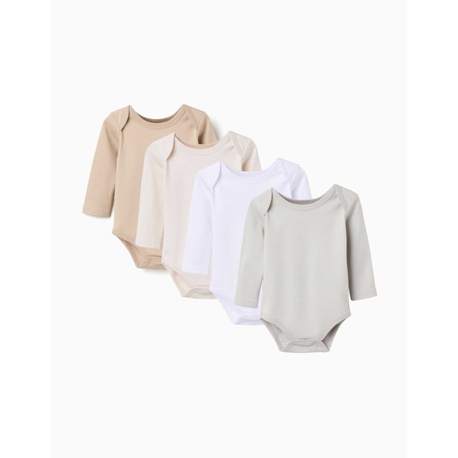 Lot de 4 bodies à emmanchures américaines en coton peigné multicolore <span itemprop=