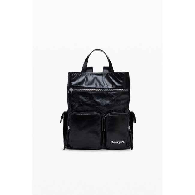 Desigual - Petit sac à dos en cuir noir <span itemprop=