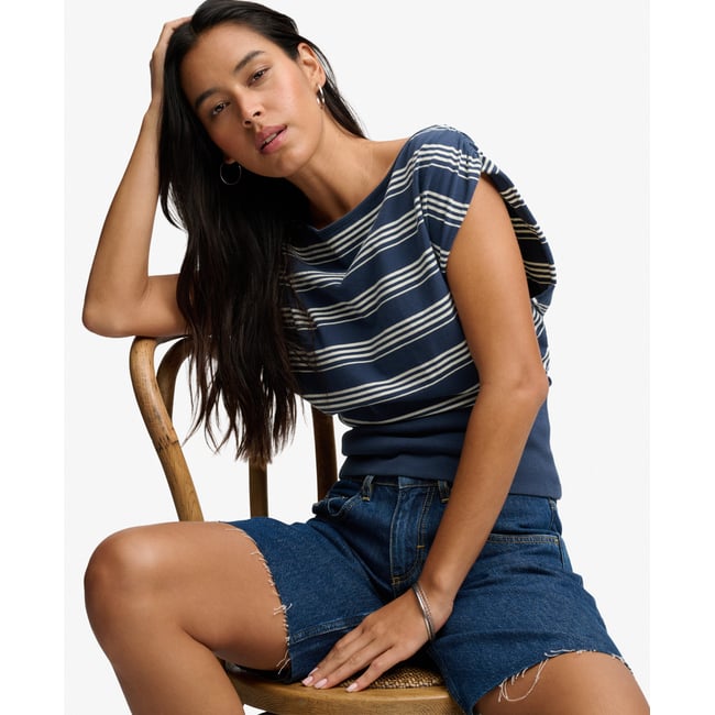 Top Bardot Rayé Côtelé Coupe Ajustée - SUPERDRY
