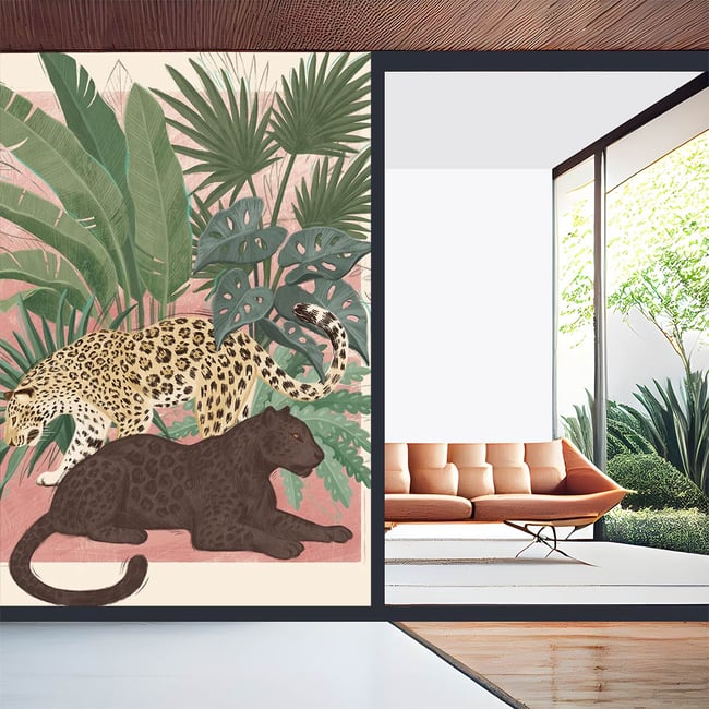 Papier peint exotique felins dans la jungle Couleur intissé <span itemprop=