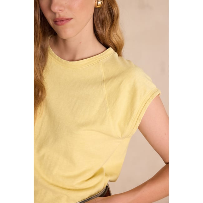 T-shirt AURA en chanvre et coton jaune <span itemprop=