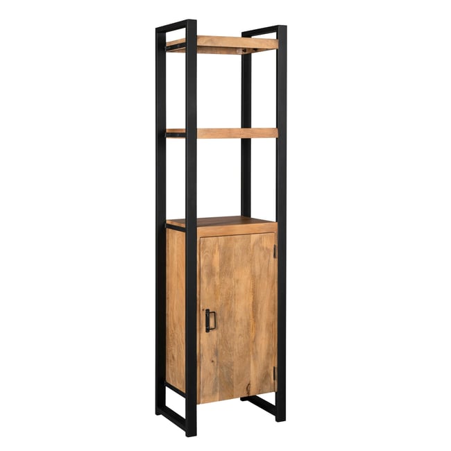 Colonne étagère en bois 1 porte 2 niches MILORA Couleur naturel <span itemprop=