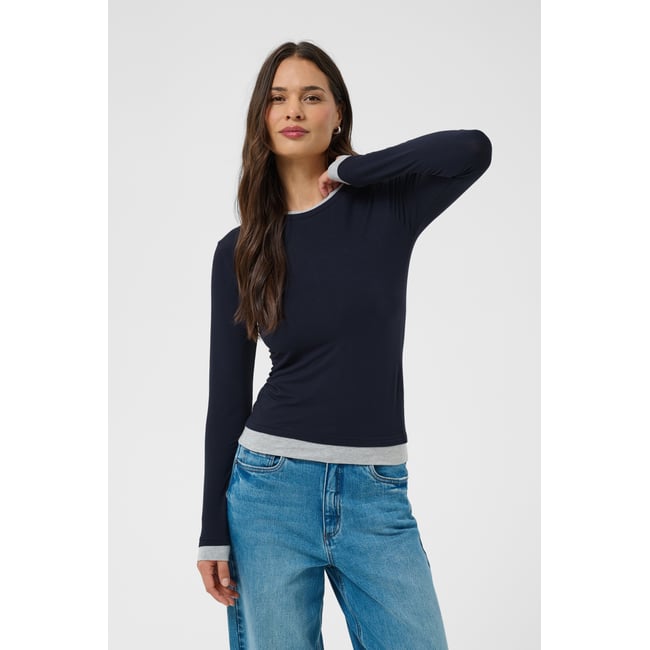 T-shirt à manches longues bleu salute <span itemprop=