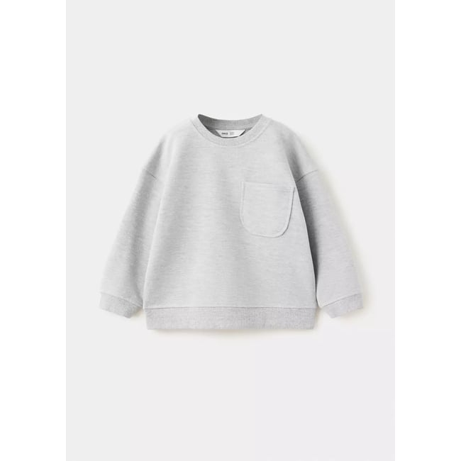 Sweat-shirt oversize poche gris chiné clair <span itemprop=