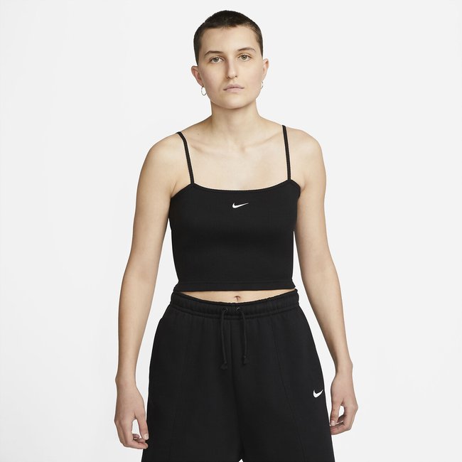 Canotta attillata corta con spalline sottili nero NIKE