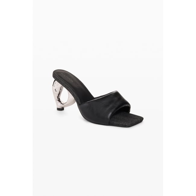 chaussures à talons effet cuir noir <span itemprop=