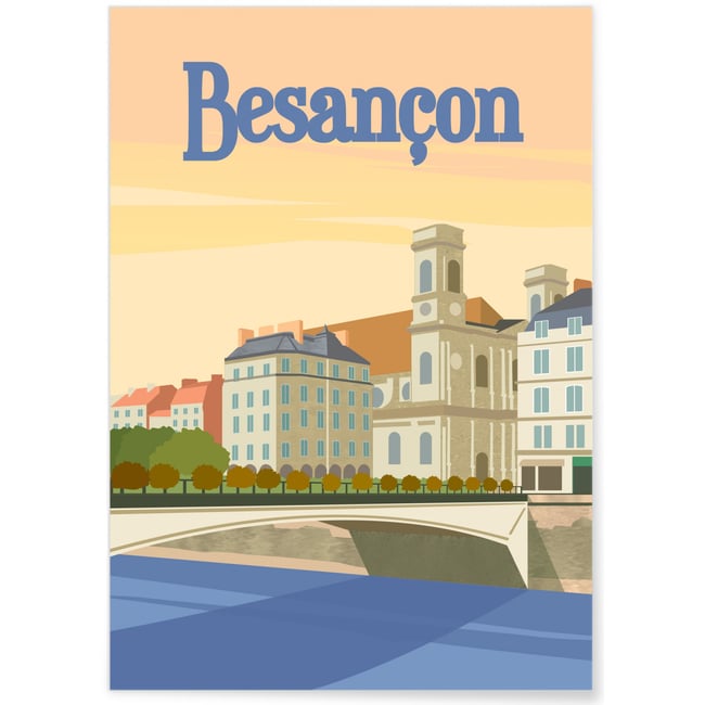 Affiche ville Besançon Couleur blanc <span itemprop=