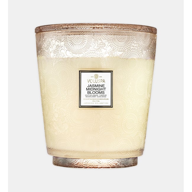 Jasmine midnight blooms - bougie parfumée 5 mèches - grand modèle Couleur blanc <span itemprop=