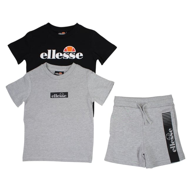 Lot de 2 t-shirts manches courtes et short PLAYGROUND gris clair <span itemprop=