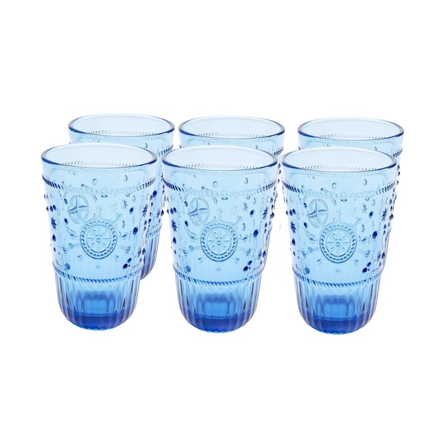 Lot de 6 verres hauts, GREECE Couleur bleu <span itemprop=