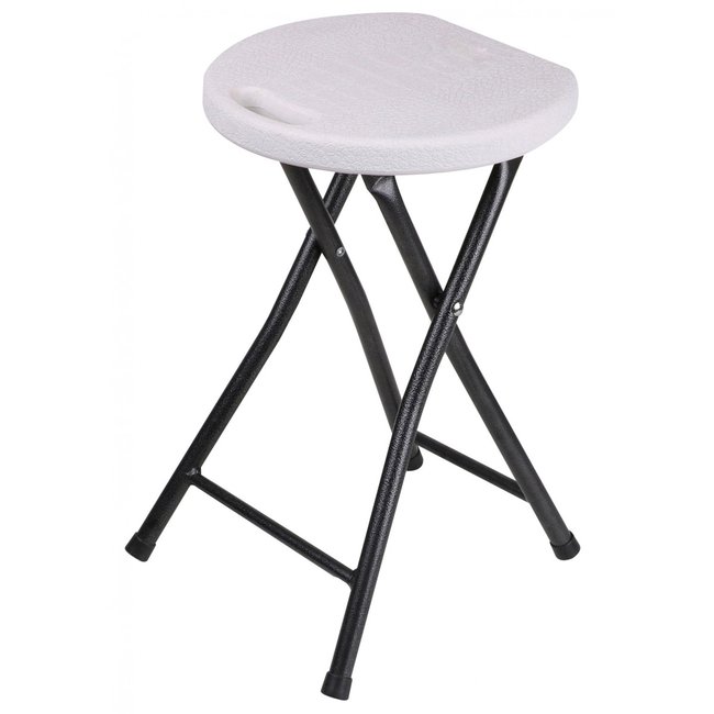 Tabouret réception pliable métal noir et plastique blanc  - 30x30x45cm Couleur blanc <span itemprop=