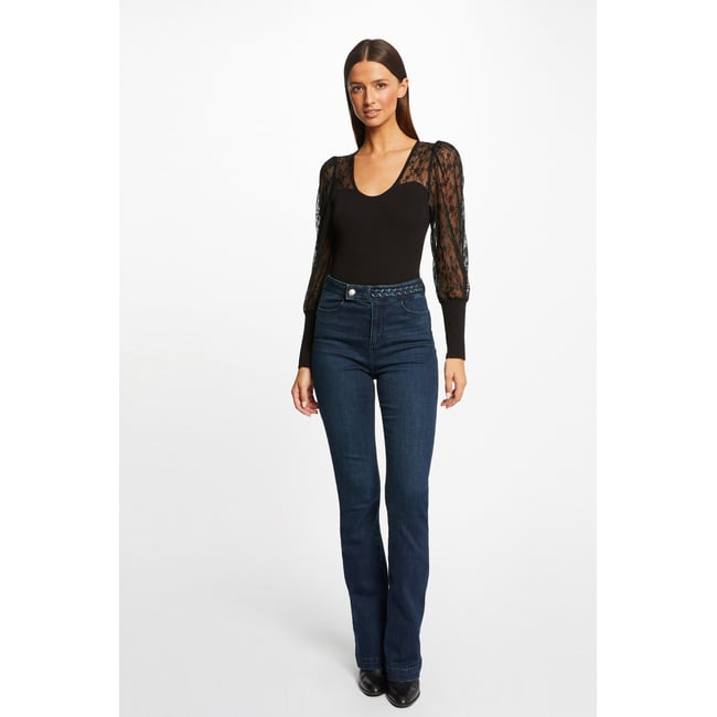 Pull Noir à Manches Longues Nina Ricci - Dentelle Florale - Taille S Estimée - Neuf Sans étiquettes