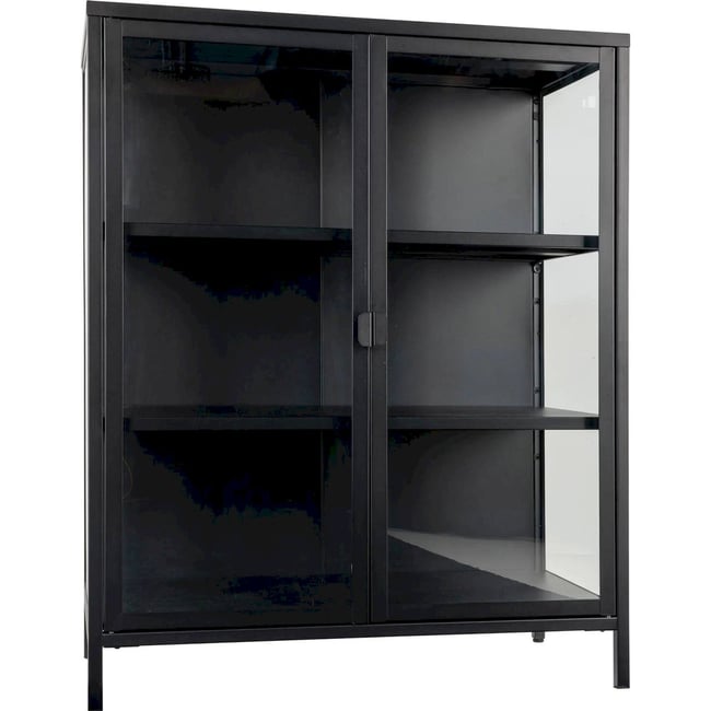 Vitrine 2 portes métal et verre CENTHO Couleur noir <span itemprop=