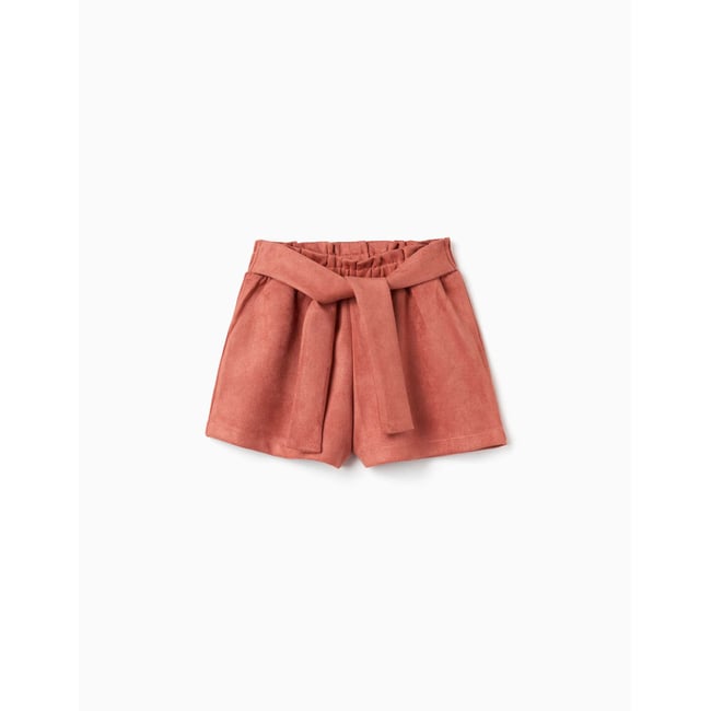 Short en maille interlock avec ceinture intégrée marrón <span itemprop=