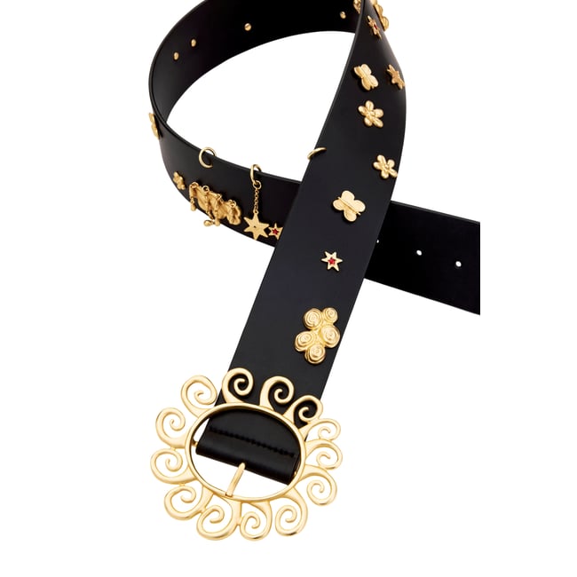 Ceinture en cuir à étoiles noir <span itemprop=