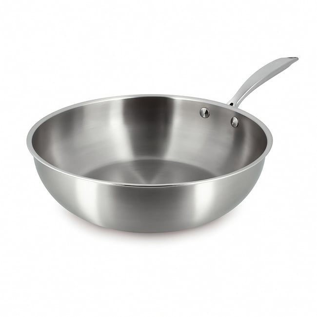 Wok 28cm en acier inoxydable, TRIPLY inox <span itemprop=