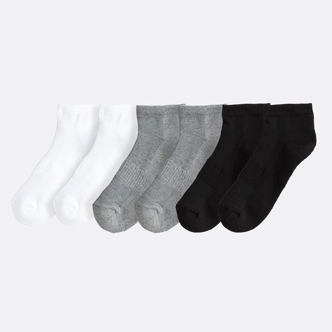 Lot de 6 paires de socquettes blanc + gris + noir <span itemprop=