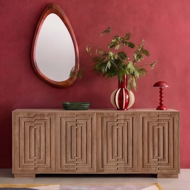Isola Mango Wood 4 Door Sideboard, light wood, SWOON