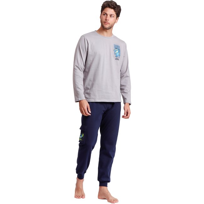 Pyjama tenue pantalon top manches longues 626 Stitch Disney gris <span itemprop=