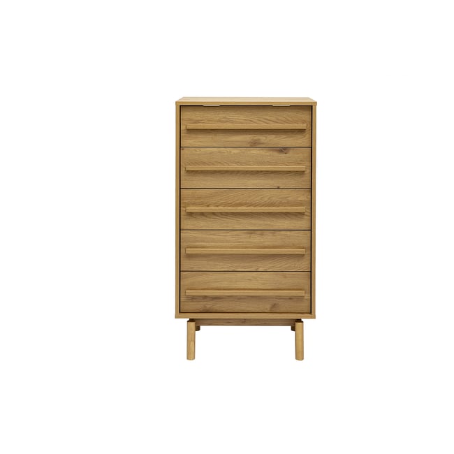 Commode chiffonnier - semainier scandinave finition bois chêne 5 tiroirs L60 cm YSEULT Couleur chêne clair <span itemprop=