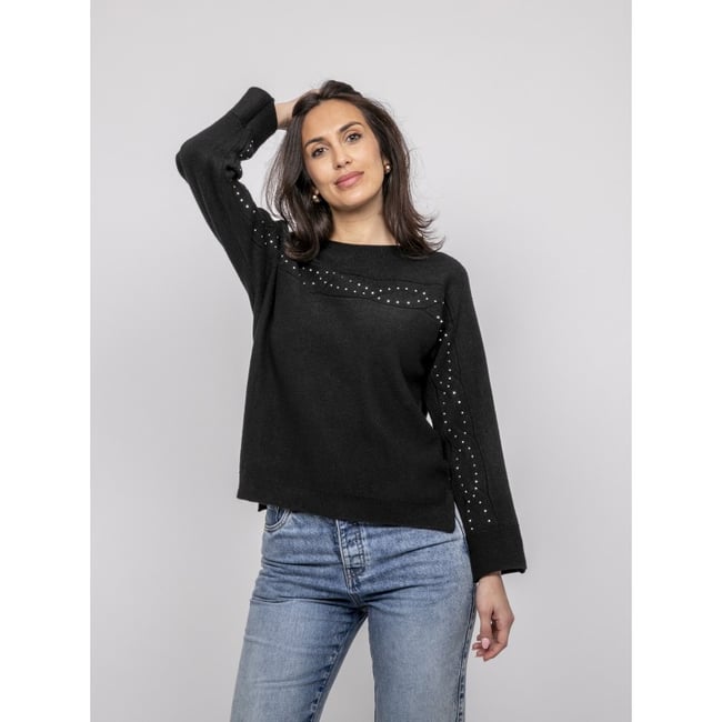 Pull Col Bateau Avec Strass Kaju - DONA LISA