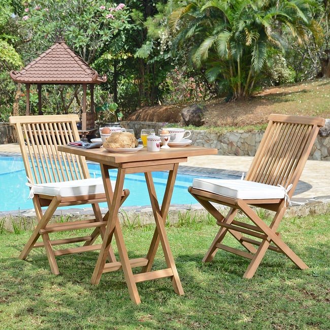 Salon de jardin en teck massif Sawu, 2 places naturel <span itemprop=