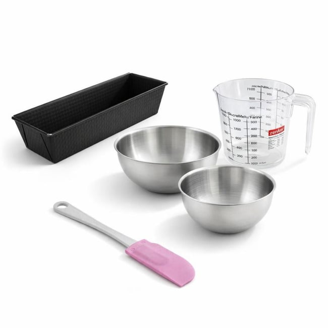 Set de 5 ustensiles de pâtisserie moule à gâteaux bols à mixer noir <span itemprop=