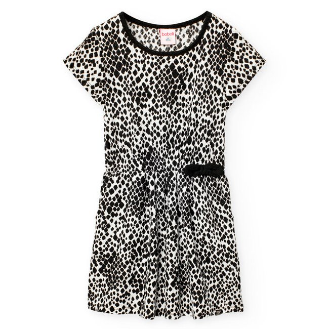 Robe imprimée à manches courtes noir <span itemprop=