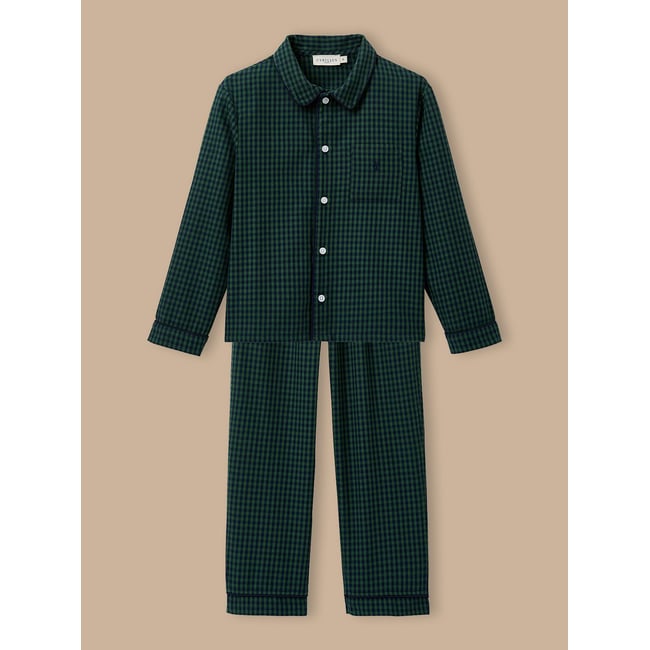 Pyjama grand-père carreaux carreaux bleu/vert <span itemprop=