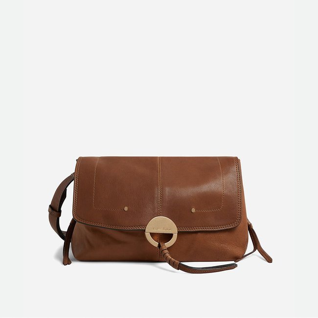 Handtas met schouderriem, in leer Othilia <span itemprop=