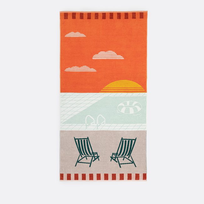 Drap de plage éponge velours ,Sicilia multicolore <span itemprop=