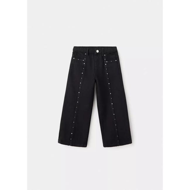 Jean droit détail clous black denim <span itemprop=