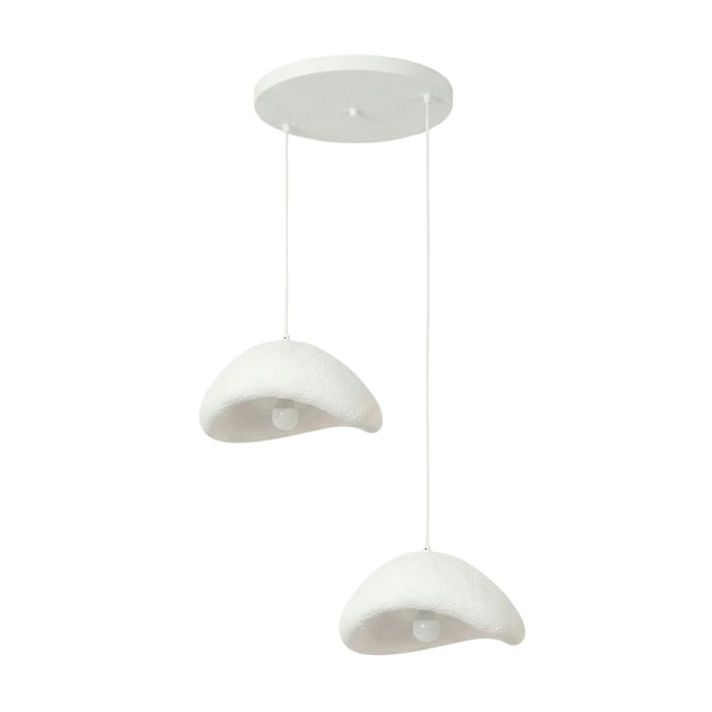 Suspension salle à manger blanche design 2 abat-jour 74 cm NOXIS Couleur blanc <span itemprop=