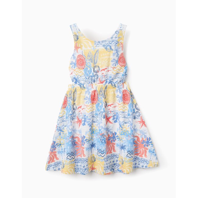 Robe à Bretelles avec Motif bleu <span itemprop=